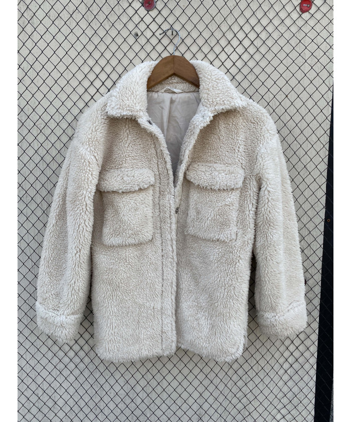 Cream-colored, teddy jacket
