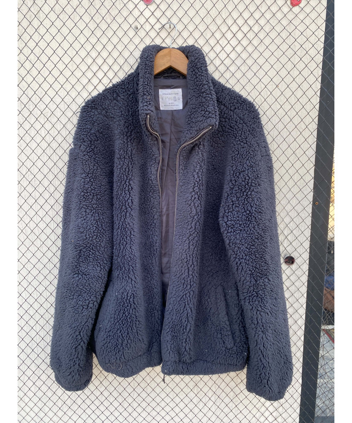 Dull black, teddy, zipper...