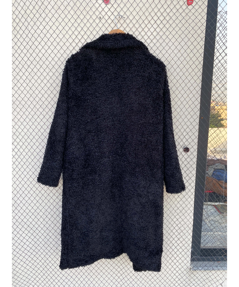 Black, long, teddy coat