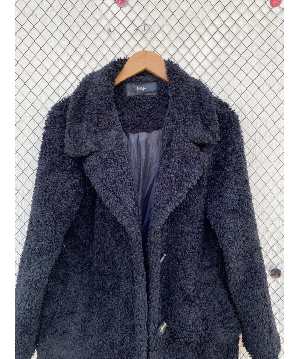 Black, long, teddy coat