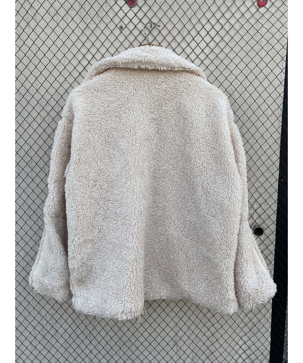 Cream-colored, teddy, zipper jacket
