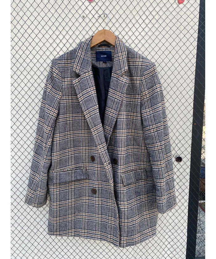 Checkered, wool coat