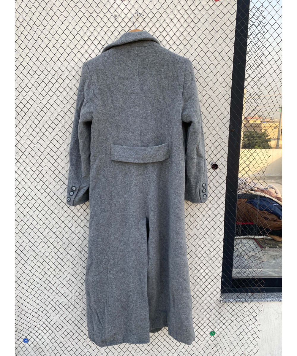 Gray, long, wool coat