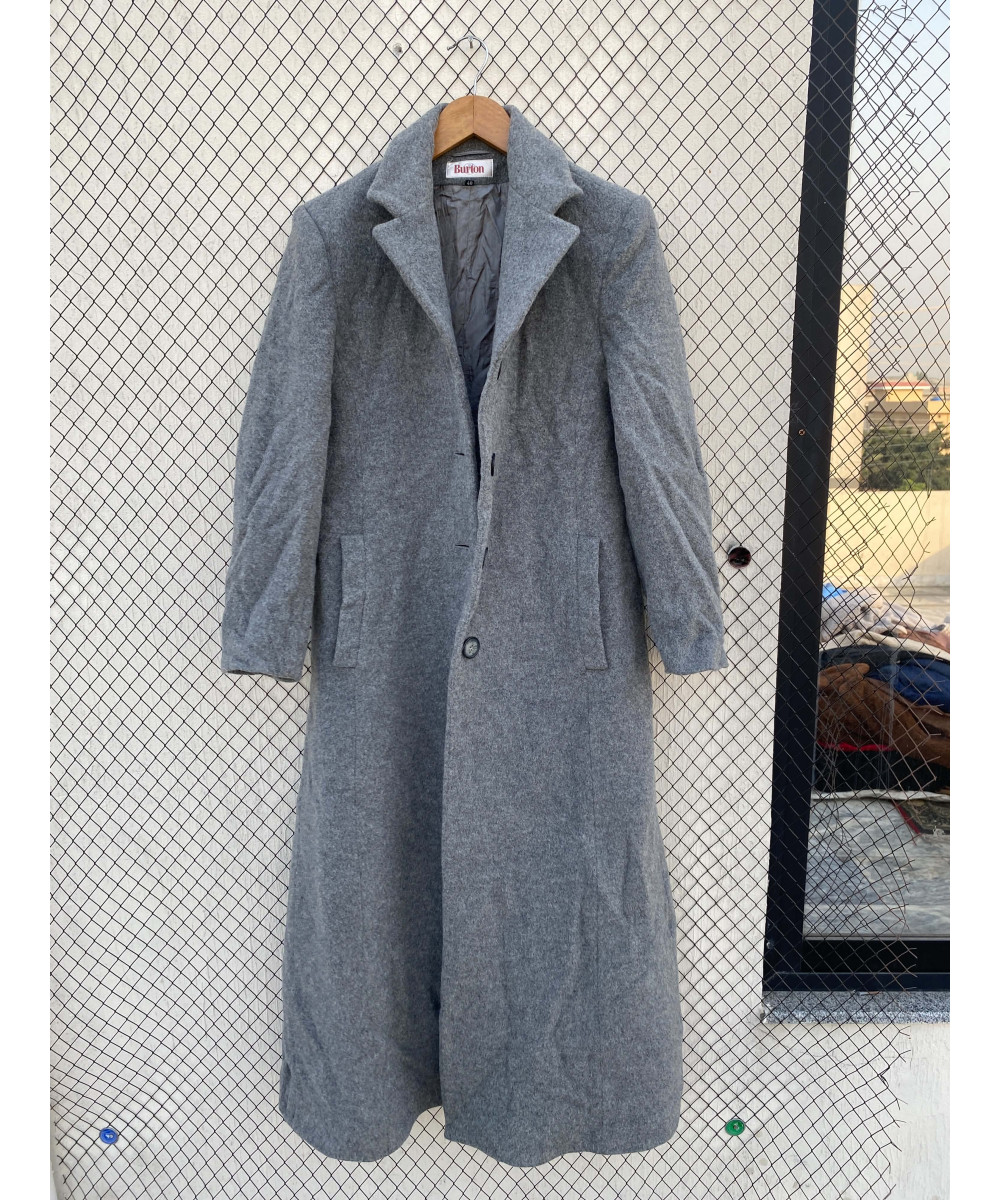 Gray, long, wool coat