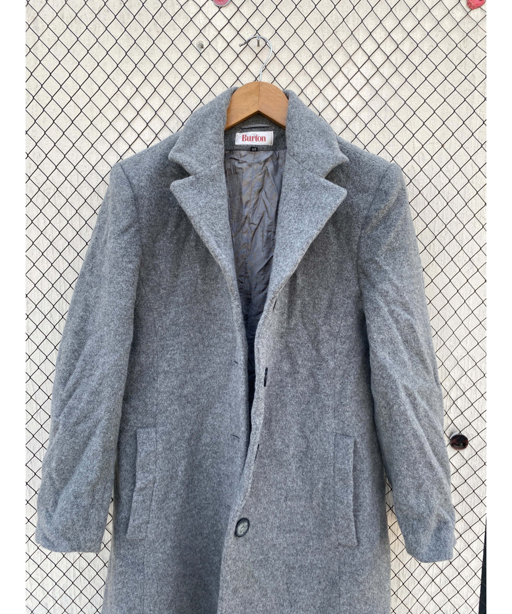 Gray, long, wool coat