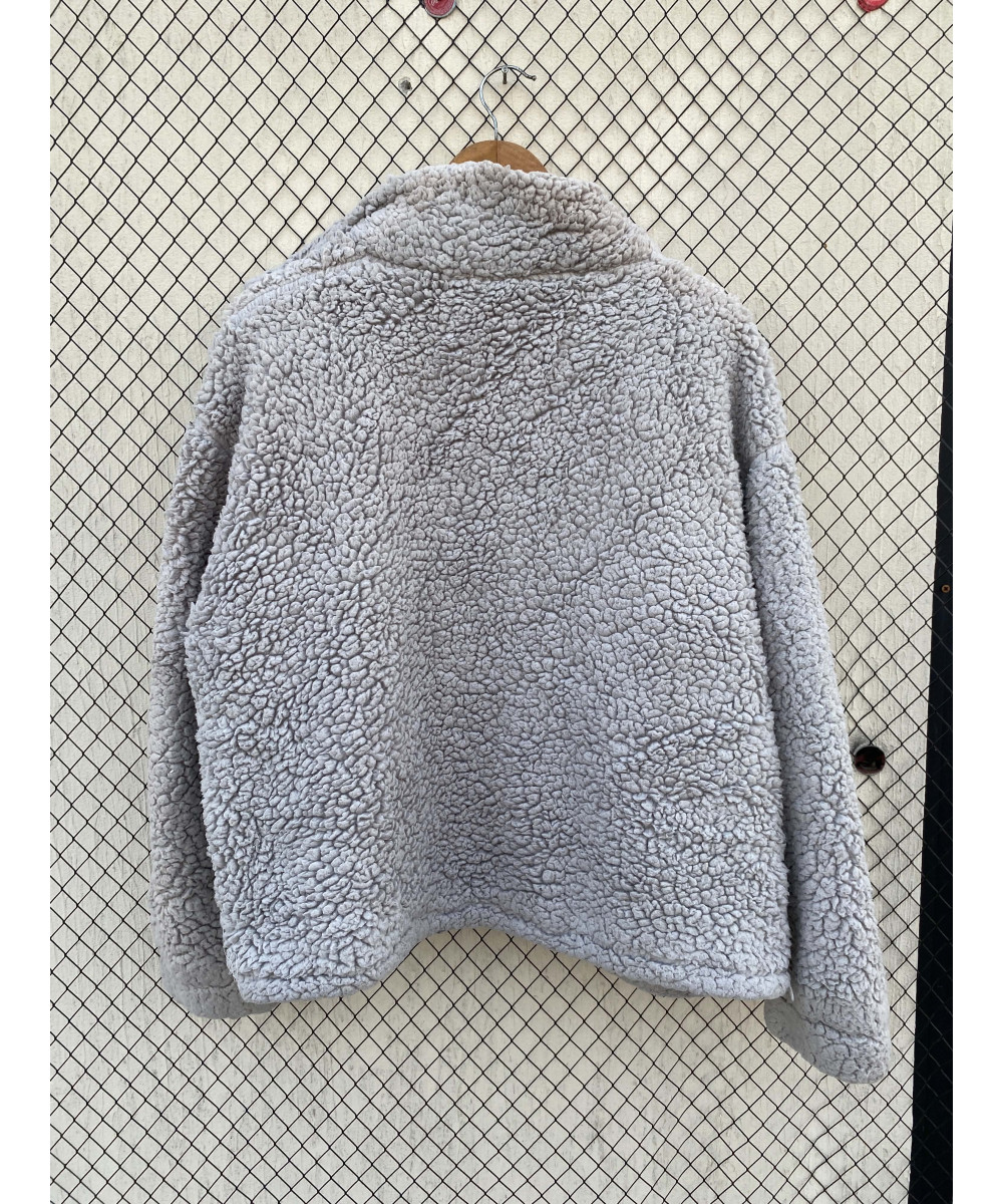 Light gray, teddy, zipper jacket