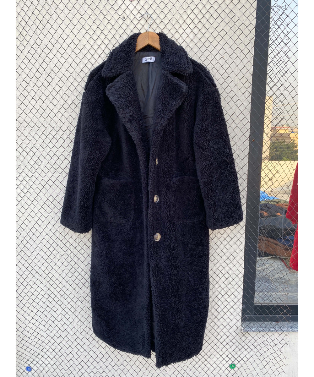Black, long, fur coat