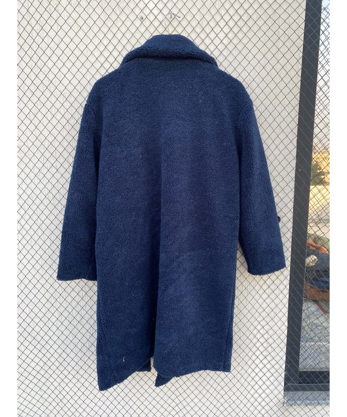 Navy blue-colored, teddy coat