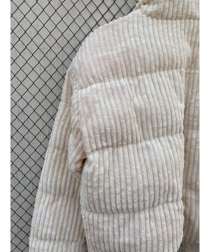 Cream-colored, puffer, zipper jacket