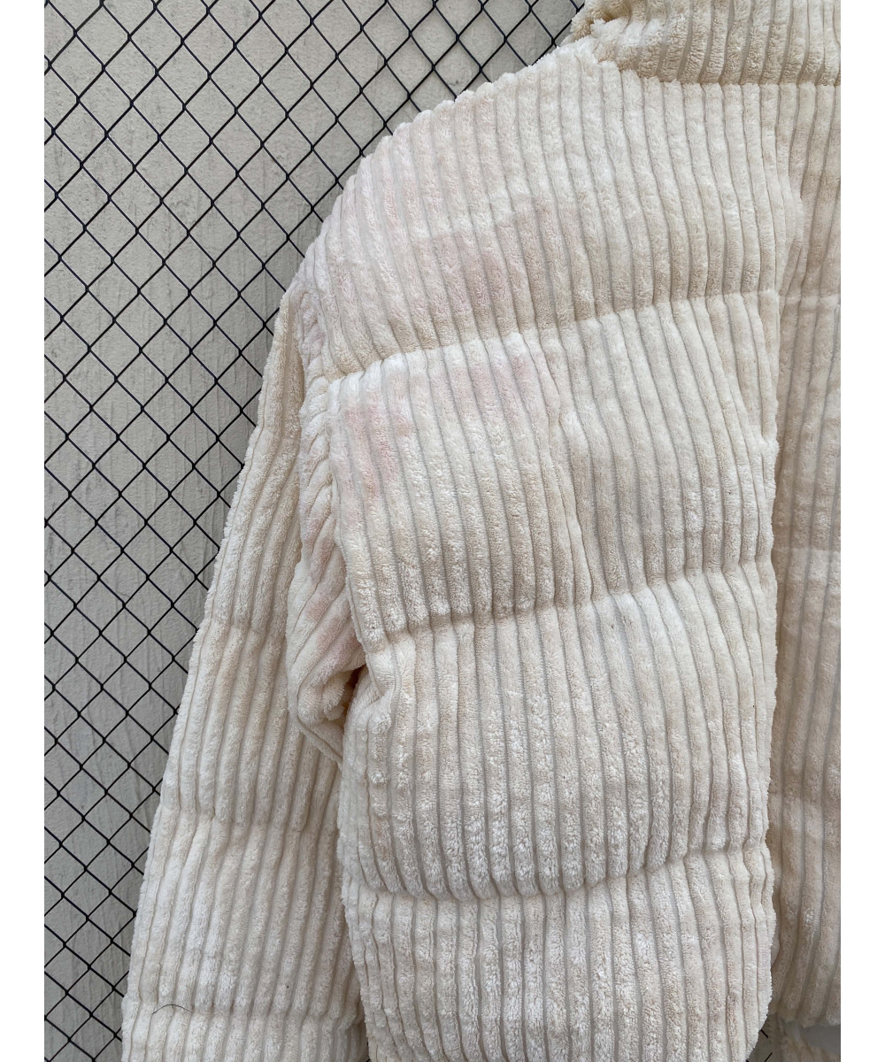 Cream-colored, puffer, zipper jacket