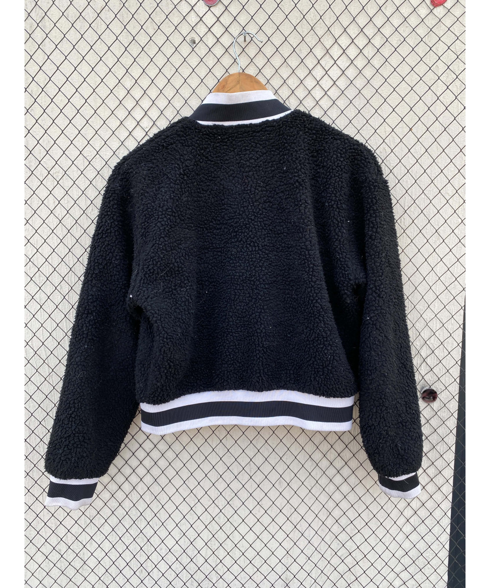 Black, teddy, crop jacket