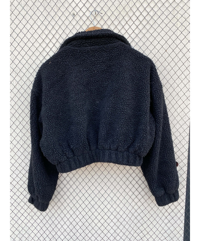 Black, crop, teddy jacket