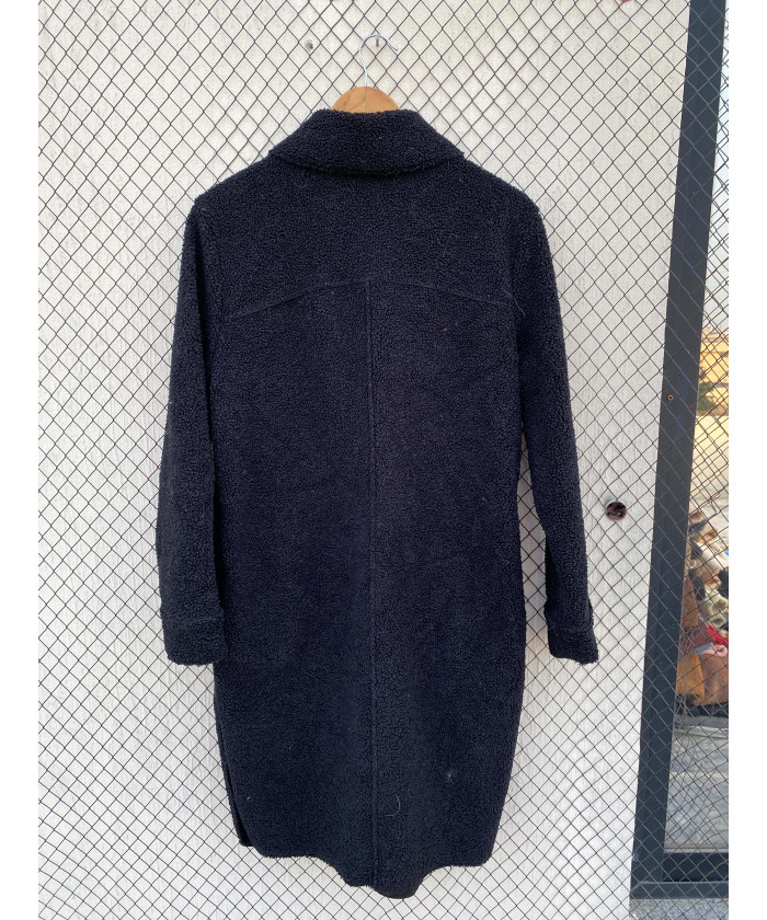 Black, long, teddy shacket