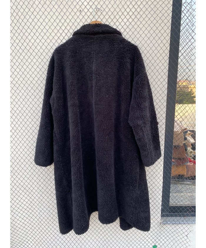 Black, long, teddy coat
