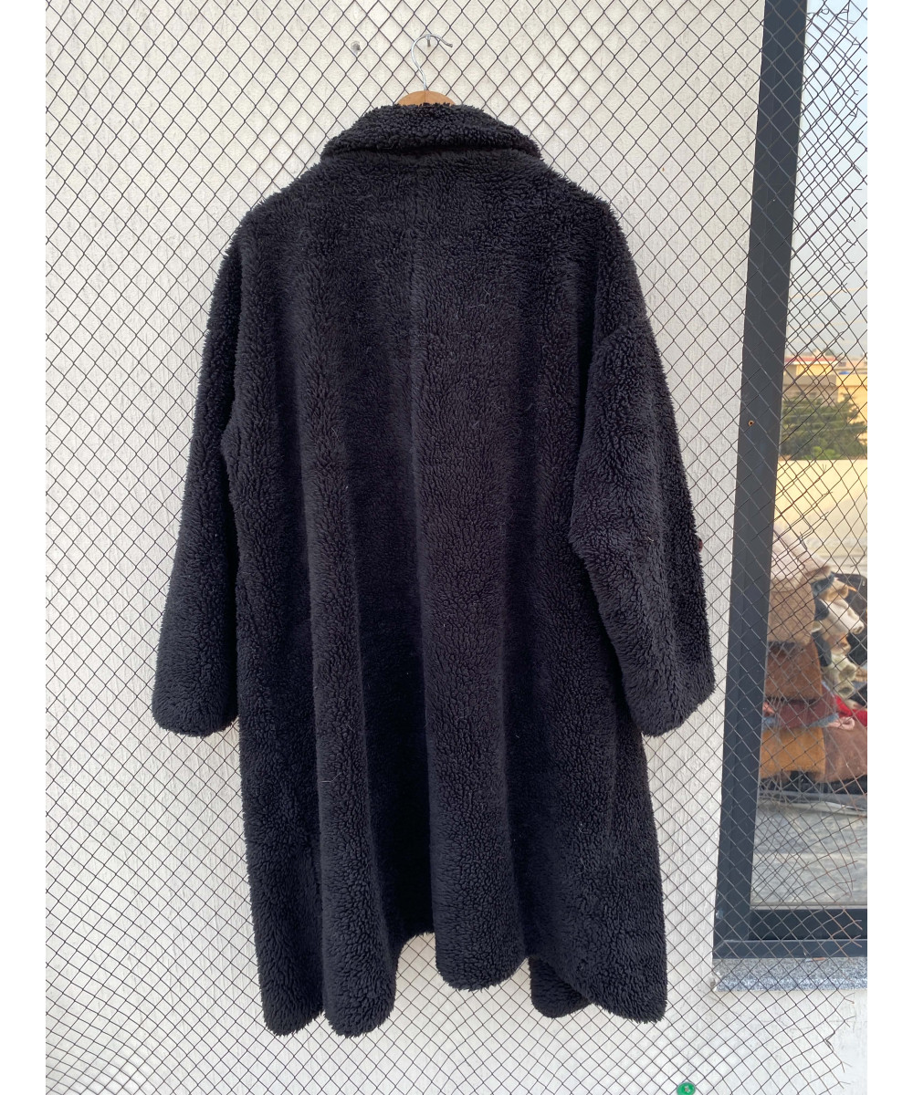 Black, long, teddy coat