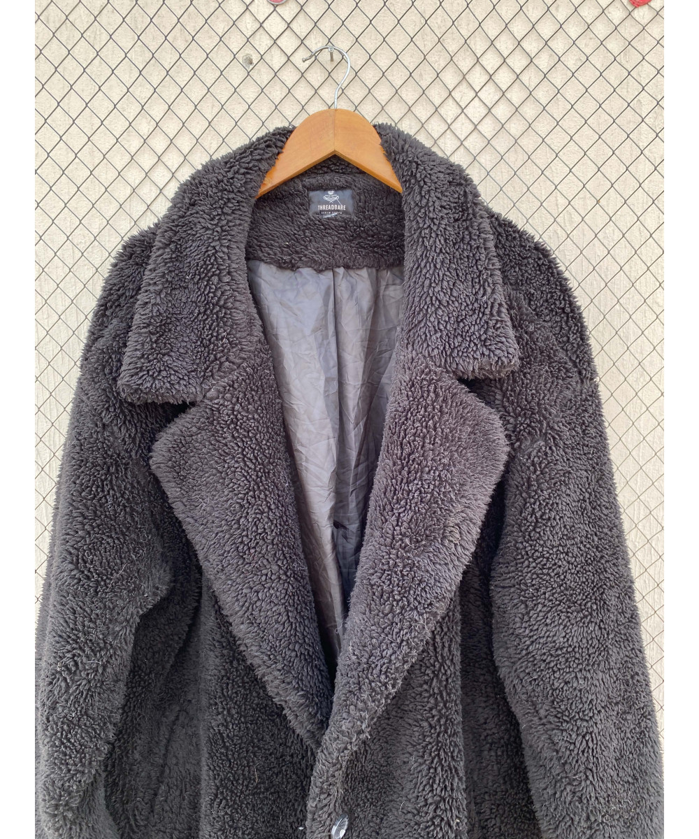 Black, long, teddy coat