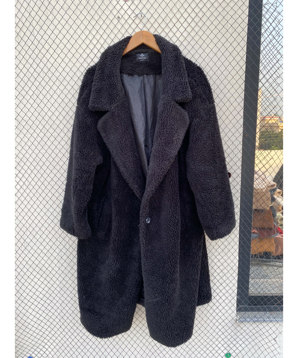 Black, long, teddy coat