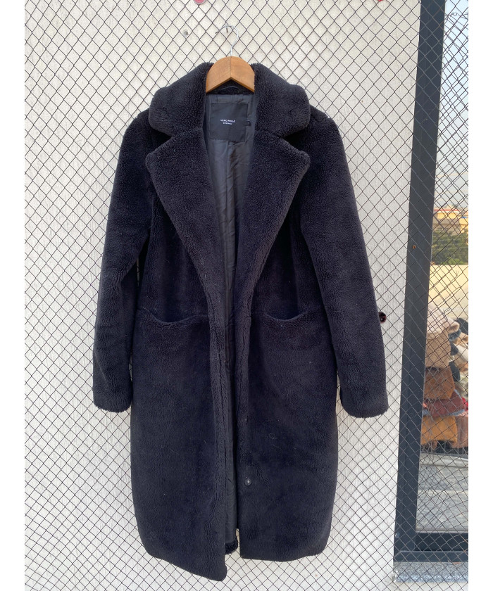 Black, long, teddy coat