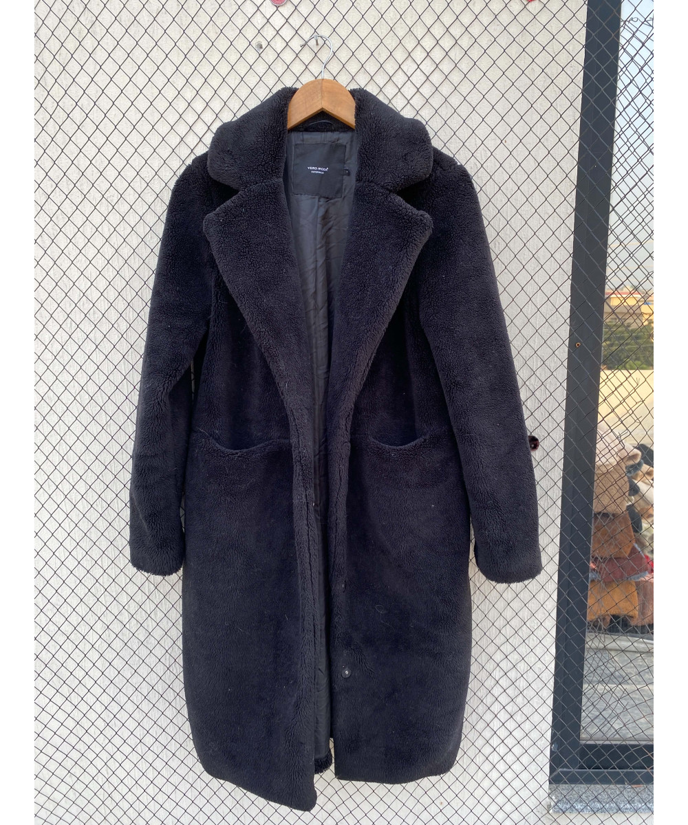 Black, long, teddy coat