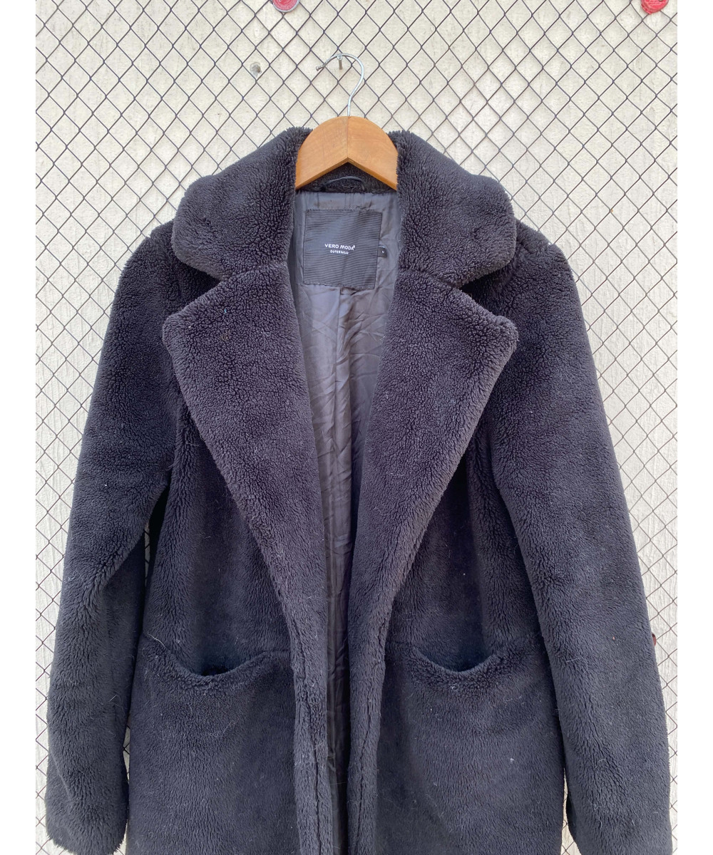 Black, long, teddy coat