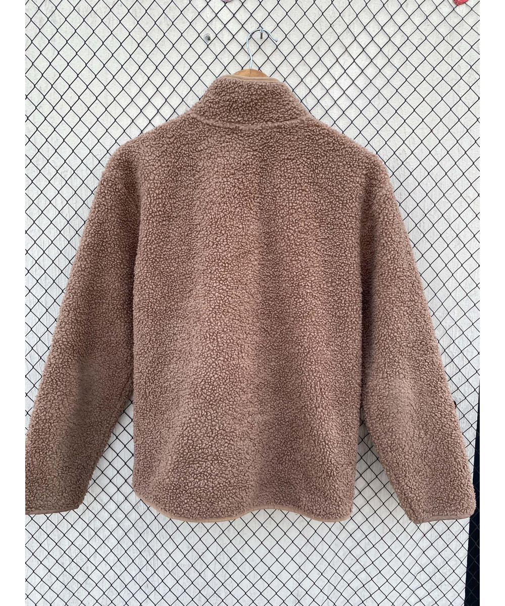 Brown, teddy, button-up shacket