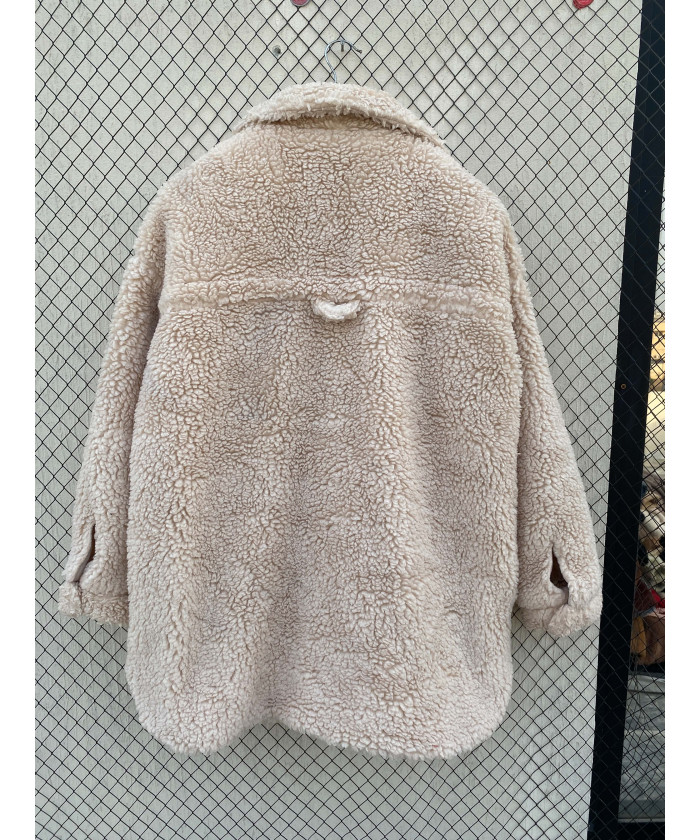 Cream-colored, teddy coat