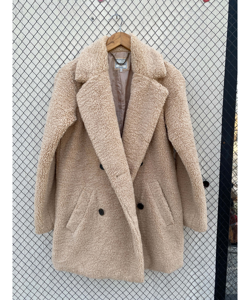 Camel-colored, teddy coat
