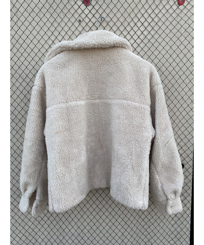 Cream-colored, teddy jacket