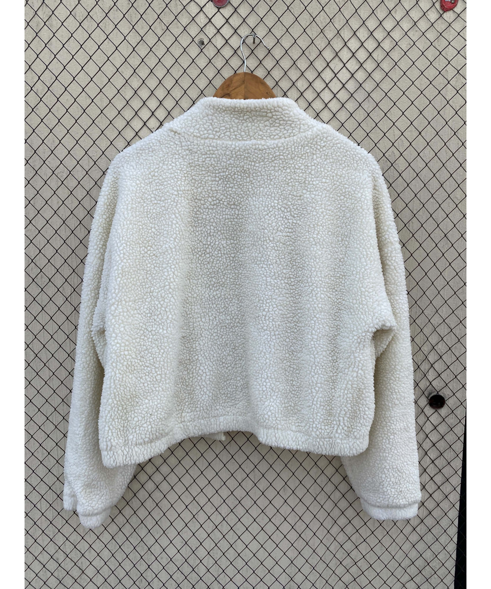 White, teddy, crop jacket