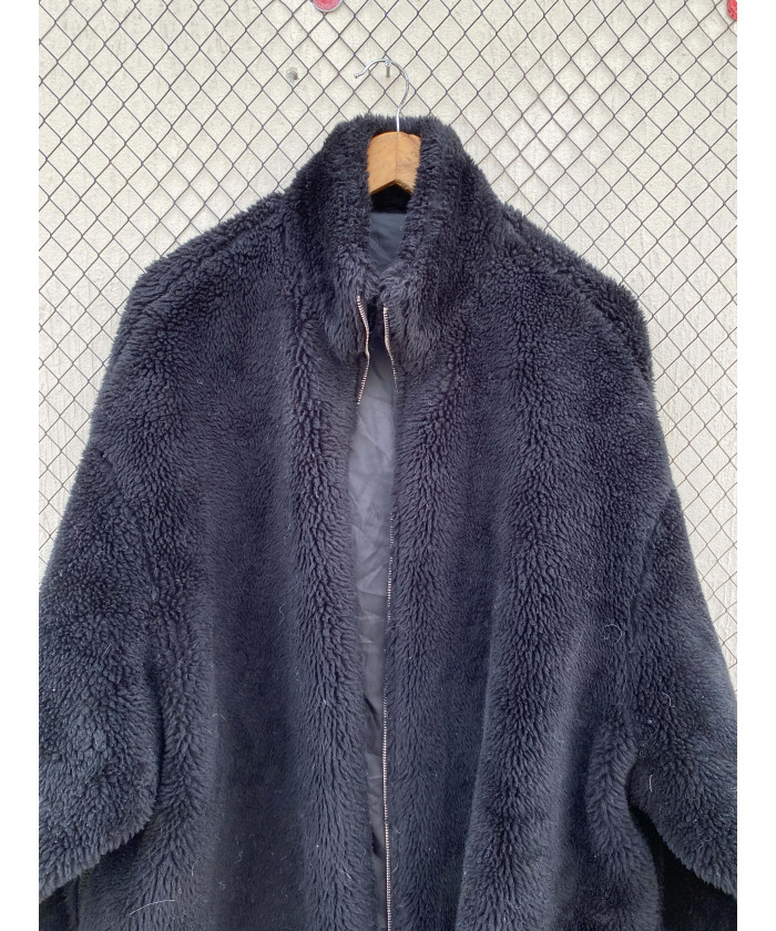 Black, oversized, teddy, zipper jacket