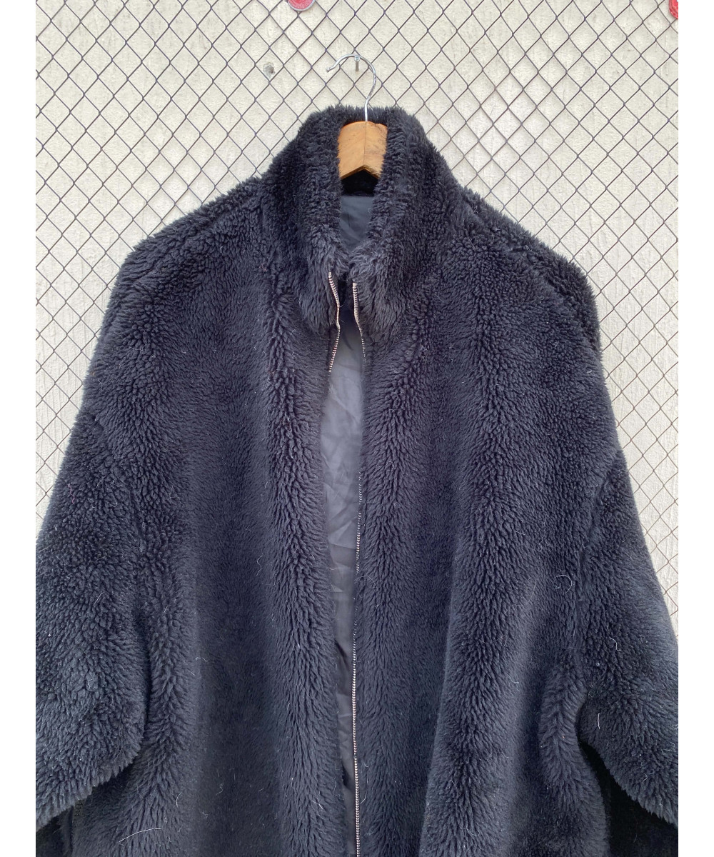 Black, oversized, teddy, zipper jacket