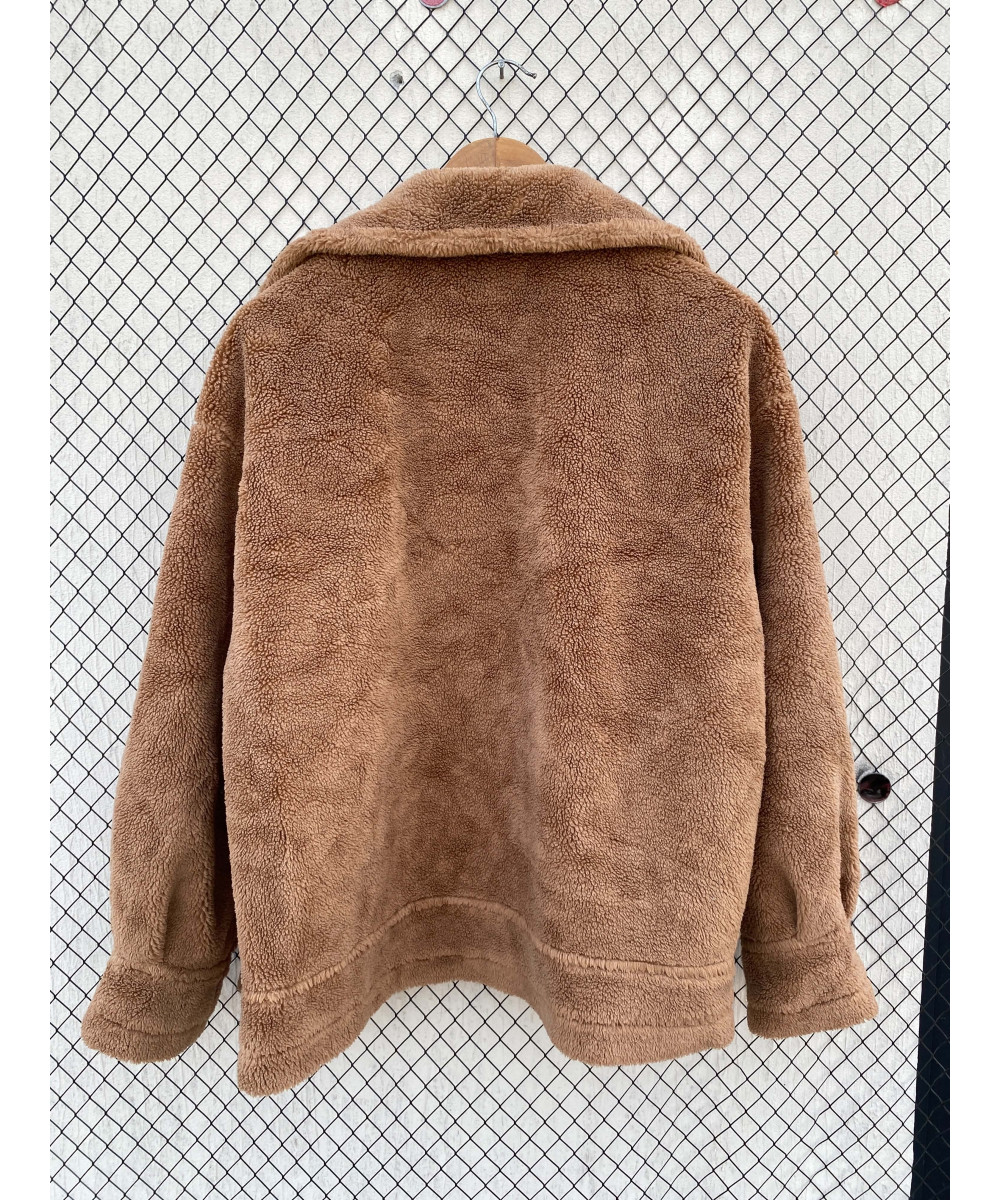 Brown, teddy, zipper jacket