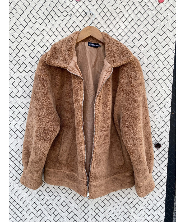Brown, teddy, zipper jacket