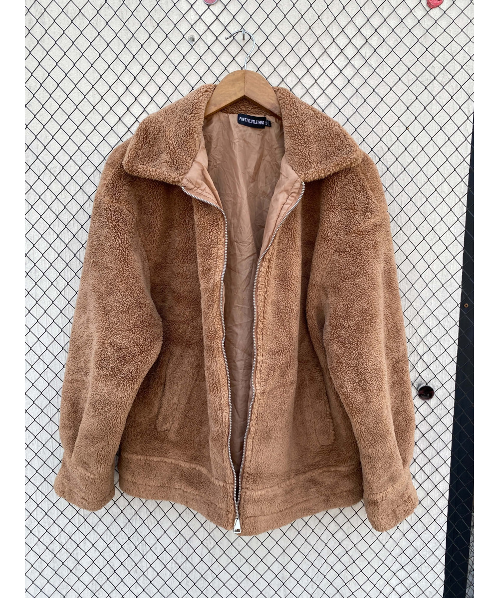 Brown, teddy, zipper jacket