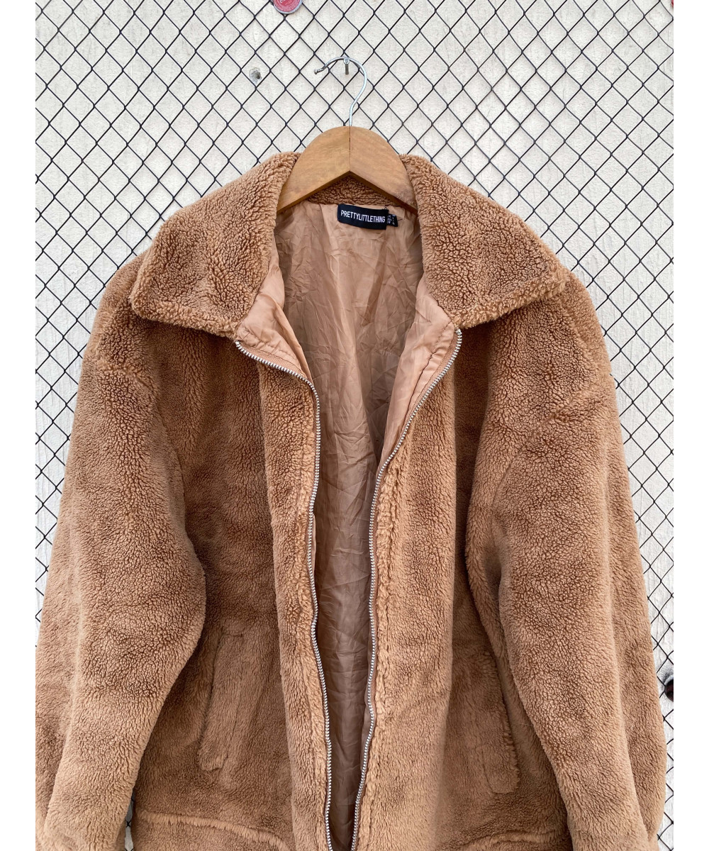 Brown, teddy, zipper jacket