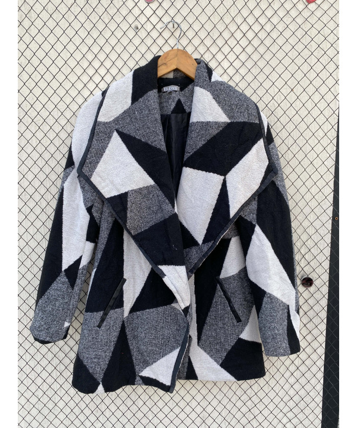 Tri-colored, wool coat