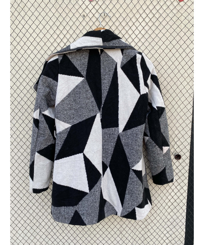Tri-colored, wool coat