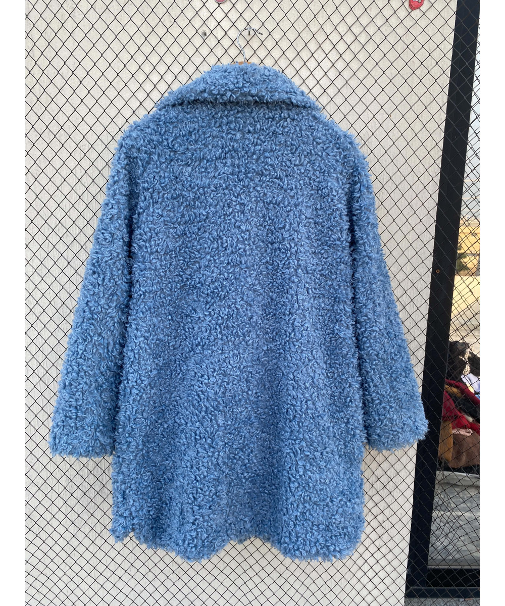 Blue, faux fur coat