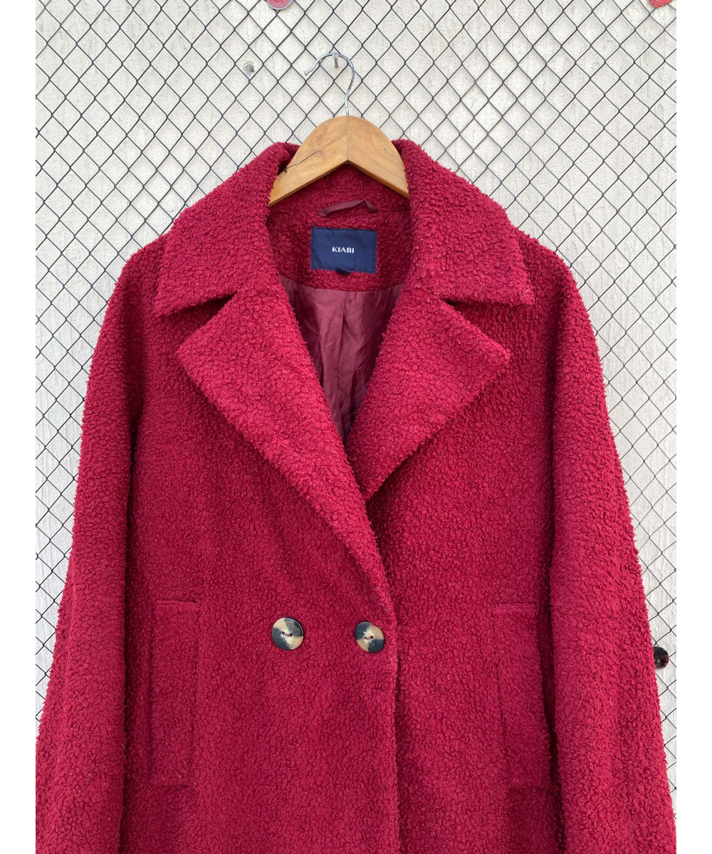 Wine red-colored, boucle coat