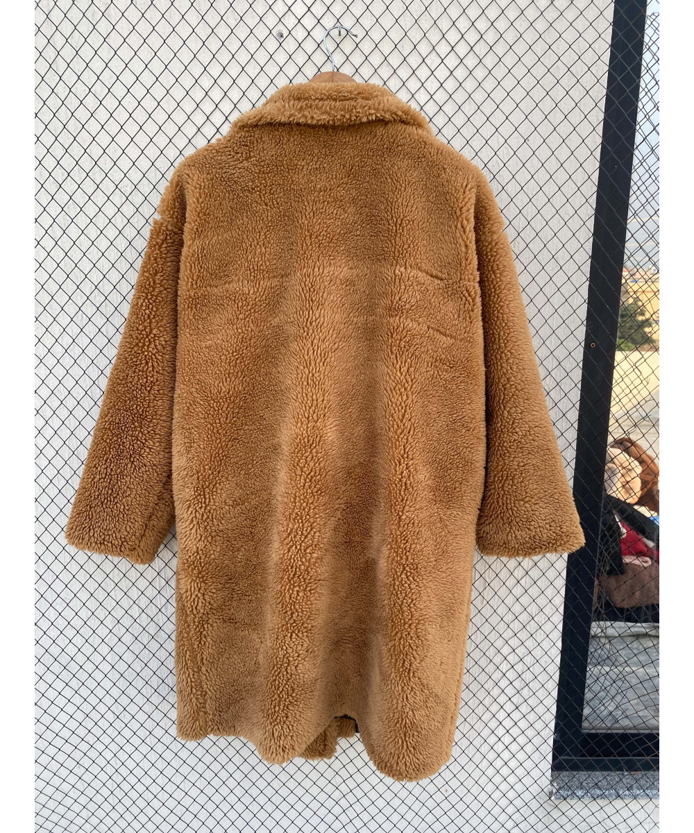Brown, long, teddy coat