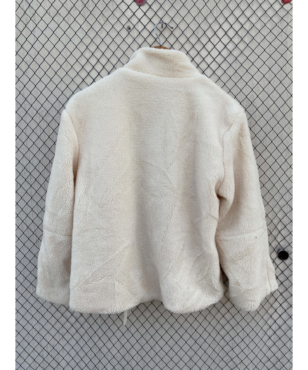Cream-colored, teddy, zipper jacket