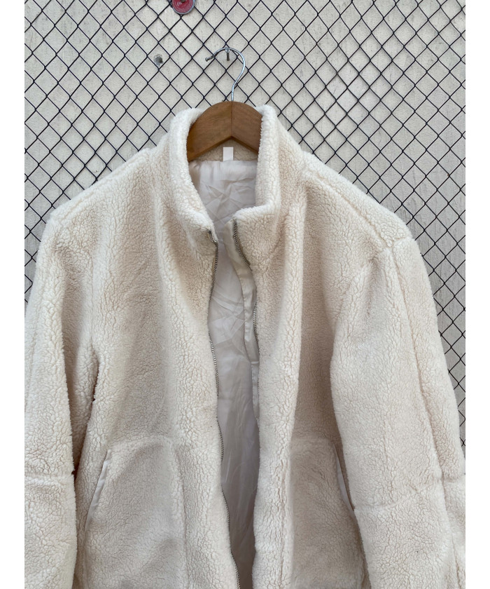 Cream-colored, teddy, zipper jacket