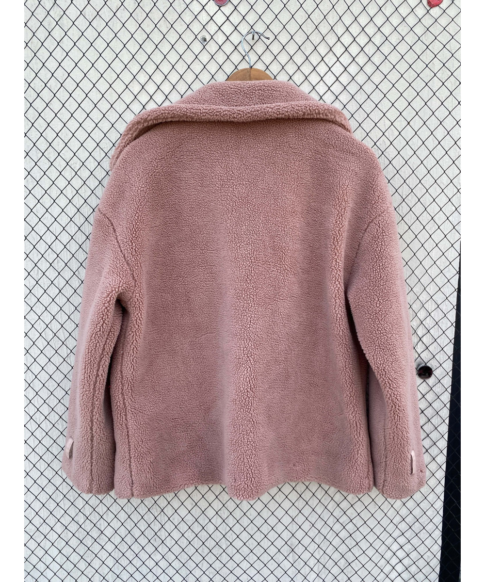 Tea pink-colored, teddy, zipper jacket