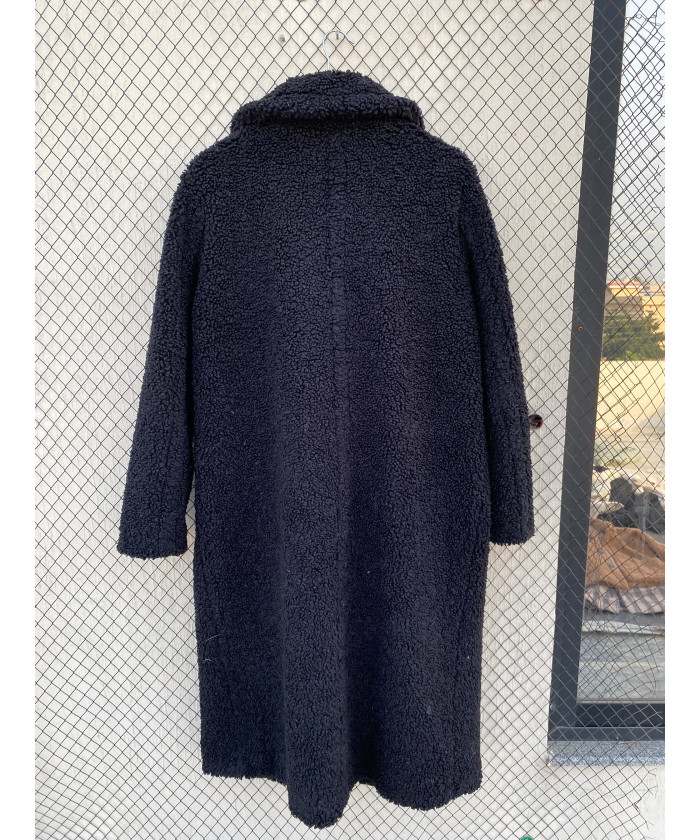Black, long, teddy coat