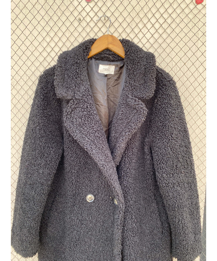 Black, long, teddy coat