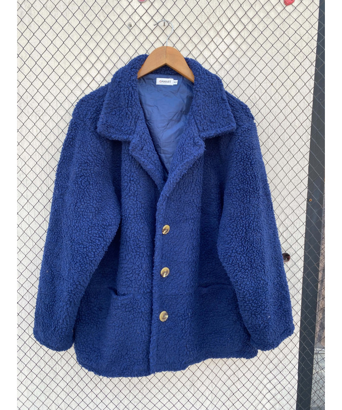 Blue, teddy, button-up jacket