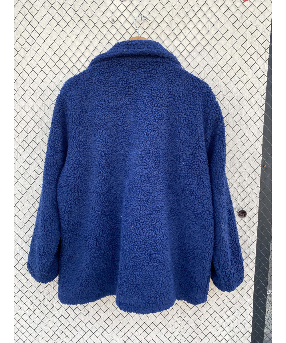 Blue, teddy, button-up jacket