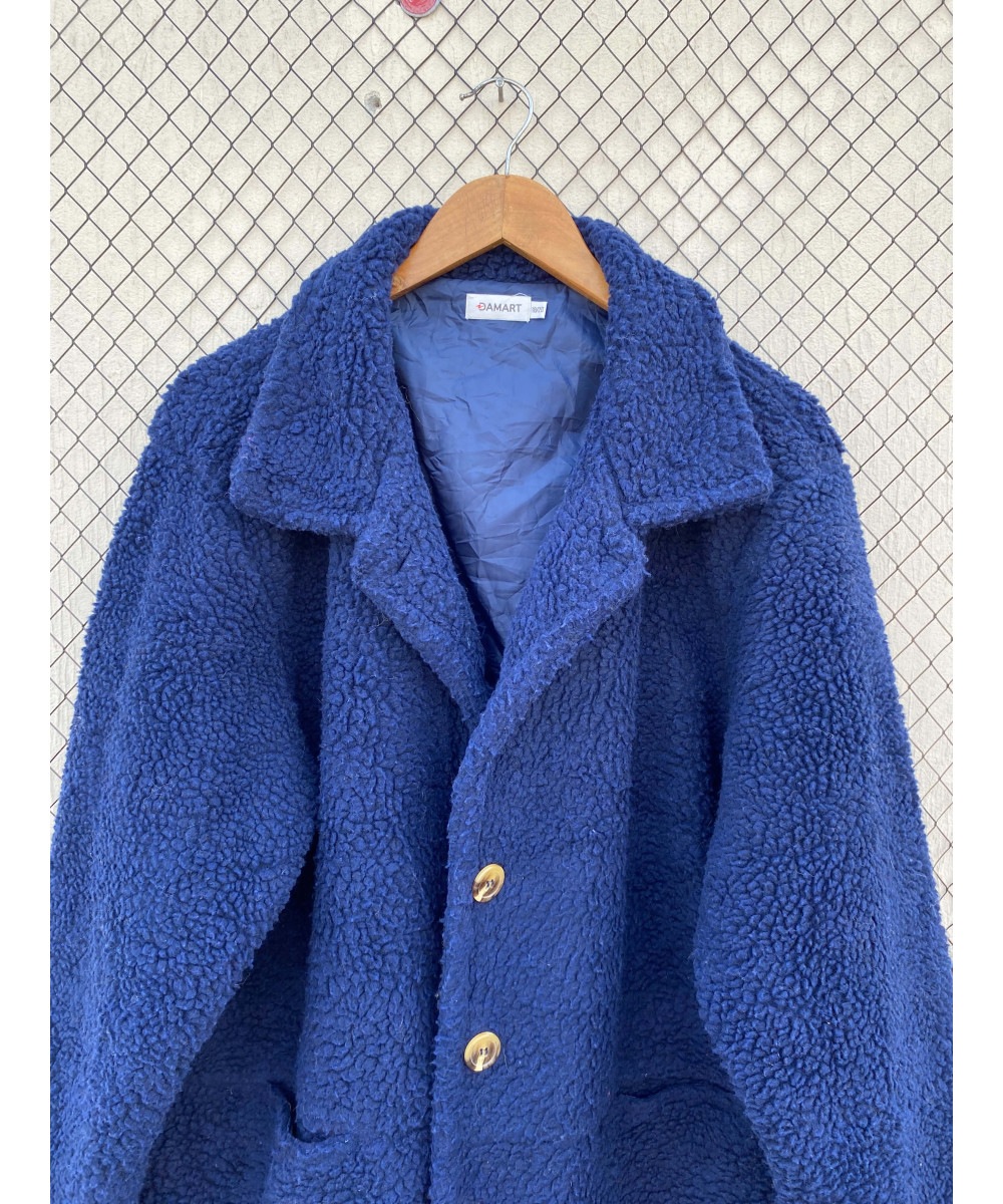 Blue, teddy, button-up jacket