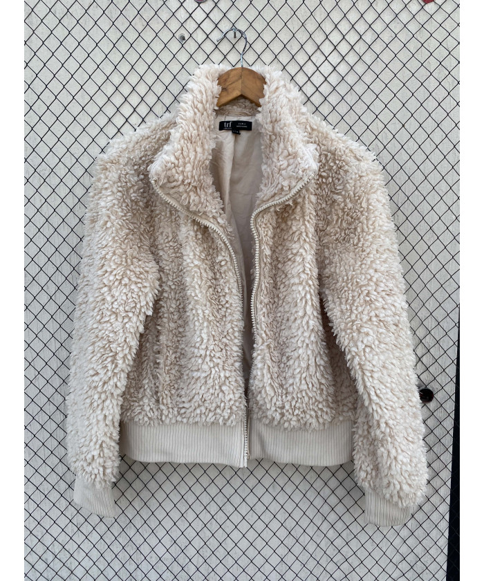 Cream-colored, faux fur,...