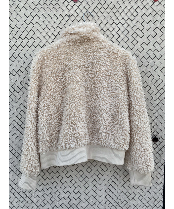 Cream-colored, faux fur,...